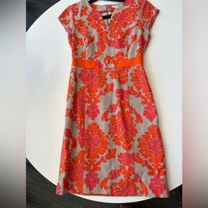 Elegant Orange and Pink Floral Dress